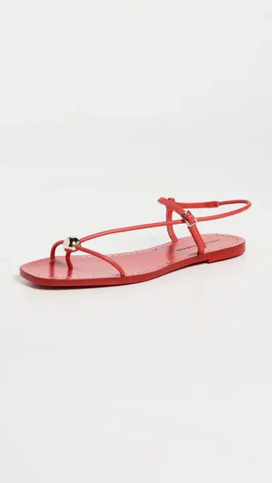 Loeffler Randall Lara Strappy Flat Sandals Red 6 | Thumbnail 2