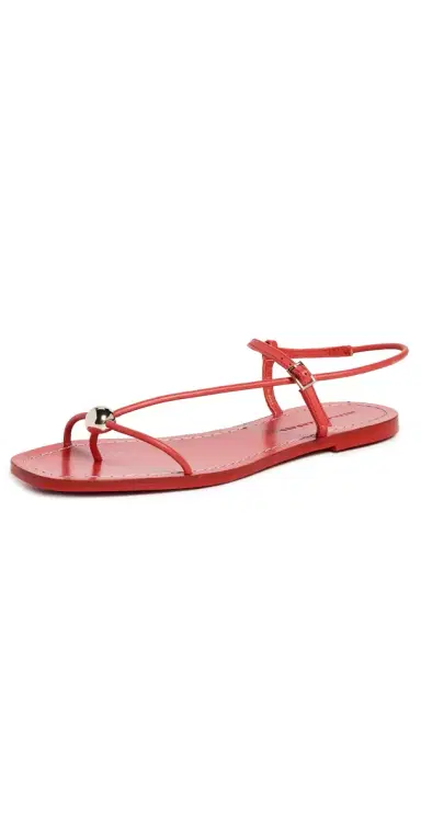 Loeffler Randall Lara Strappy Flat Sandals Red 6 | Thumbnail 1