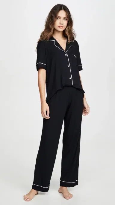 Eberjey Gisele Short Sleeve Pajama Set Black/orbet Pink | Thumbnail 2 Eberjey Gisele Short Sleeve Pajama Set Black/orbet Pink | Thumbnail 2