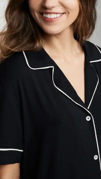 Eberjey Gisele Short Sleeve Pajama Set Black/orbet Pink | Thumbnail 6 Eberjey Gisele Short Sleeve Pajama Set Black/orbet Pink | Thumbnail 6