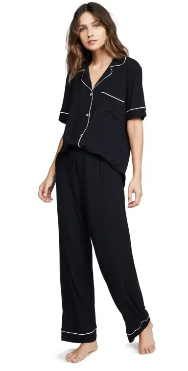Eberjey Gisele Short Sleeve Pajama Set Black/orbet Pink | Thumbnail 1 Eberjey Gisele Short Sleeve Pajama Set Black/orbet Pink | Thumbnail 1