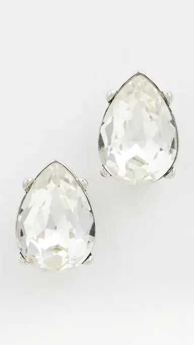 Kenneth Jay Lane Silver Crystal Teardrop Pierced Earrings Crystal One Size | Thumbnail 2