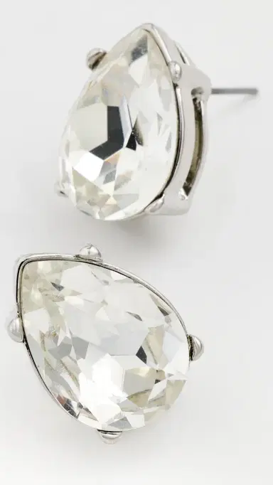 Kenneth Jay Lane Silver Crystal Teardrop Pierced Earrings Crystal One Size | Thumbnail 4