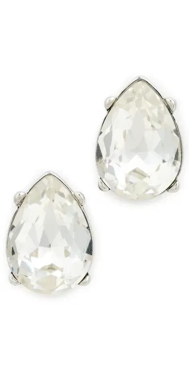 Kenneth Jay Lane Silver Crystal Teardrop Pierced Earrings Crystal One Size | Thumbnail 1