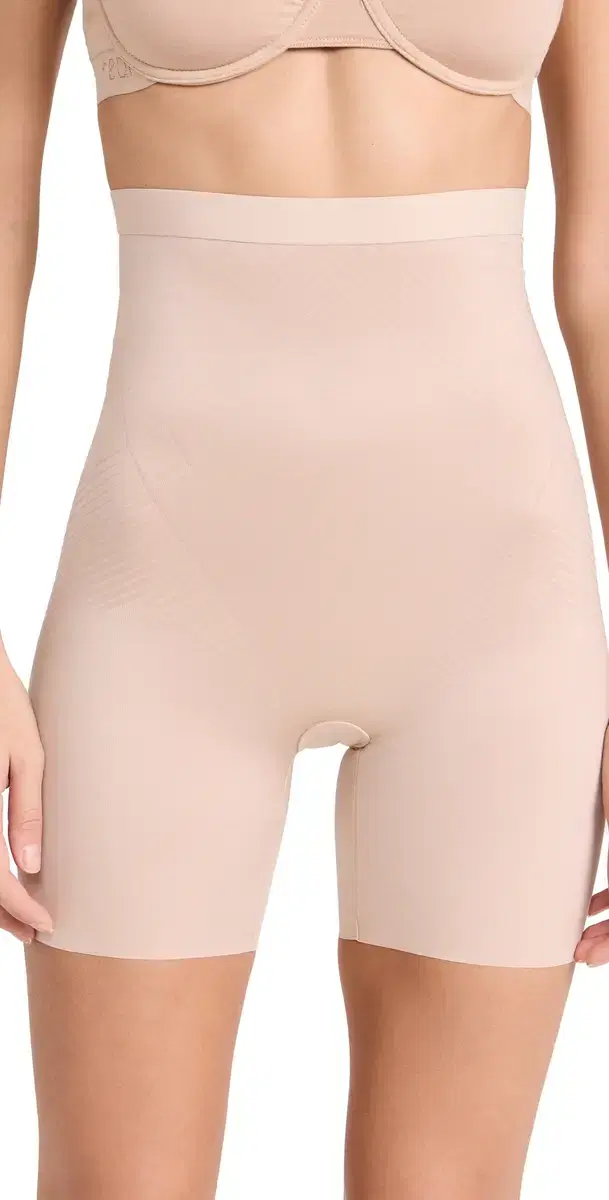 High Waist Mid-Thigh Shorts, Petite Champagne Beige