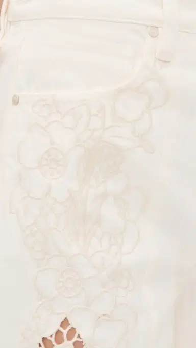 PAIGE Sawyer Wide Leg Jeans Tonal Ecru Embroidered 29 | Thumbnail 6