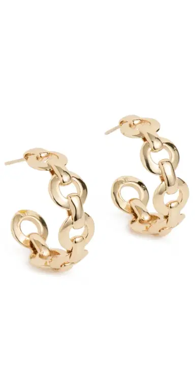 Jennifer Fisher Link Huggie Hoop Earrings Yellow Gold One Size | Thumbnail 1
