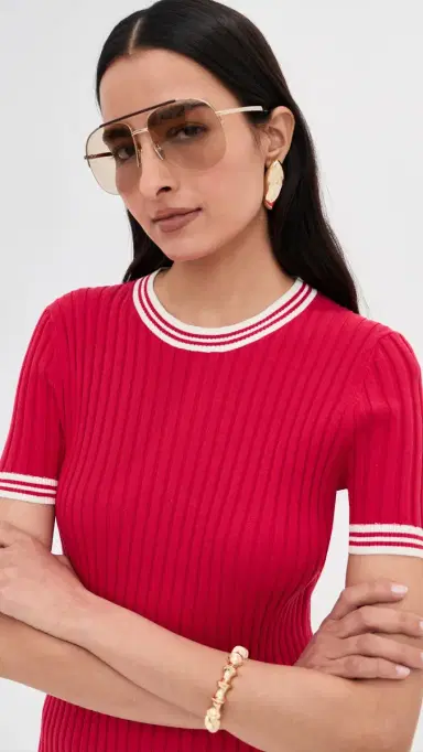 LE BOP Ringer Tee Poppy/White | Thumbnail 2
