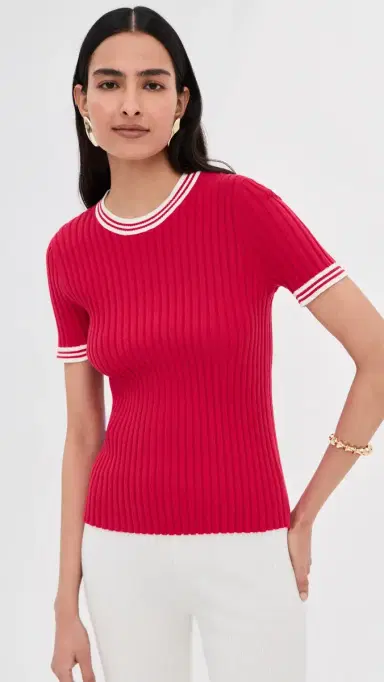 LE BOP Ringer Tee Poppy/White | Thumbnail 3