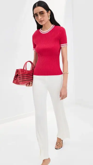 LE BOP Ringer Tee Poppy/White | Thumbnail 6