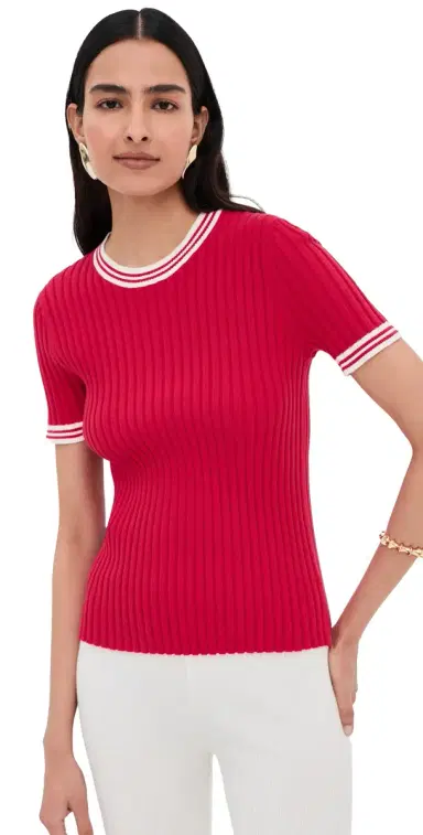 LE BOP Ringer Tee Poppy/White | Thumbnail 1