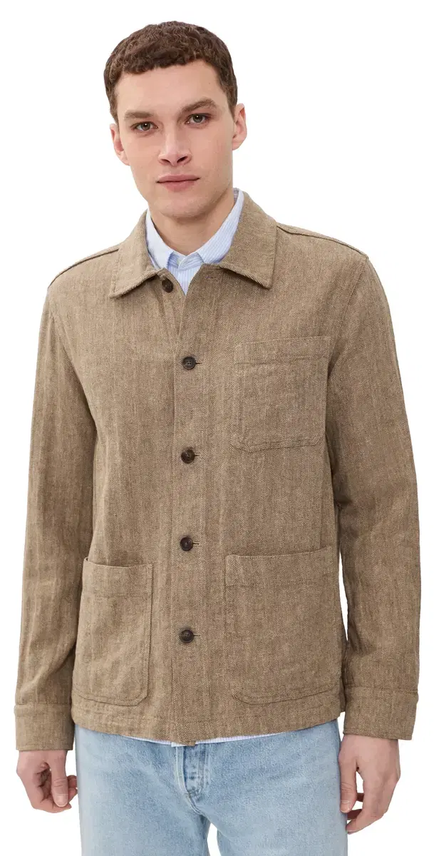 Herringbone Studio Jacket Khaki Herringbone