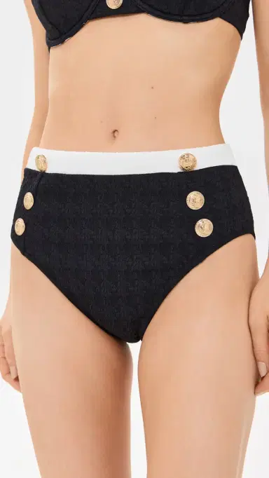L'Agence Vanessa Colorblock Chic High Waisted Bikini Bottoms Black | Thumbnail 2