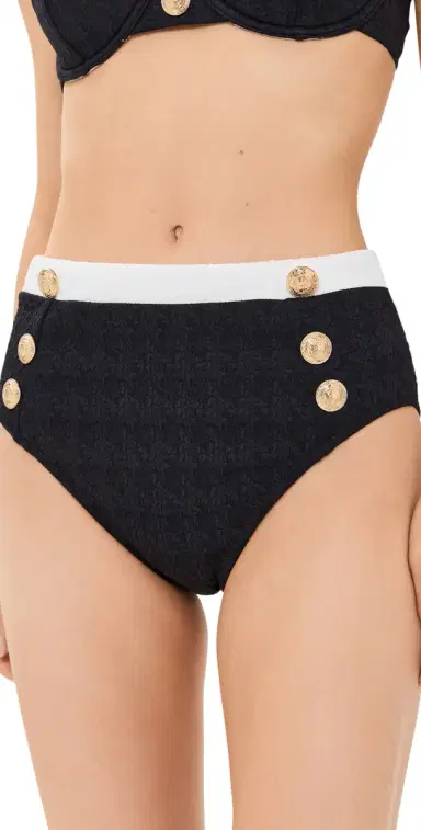 L'Agence Vanessa Colorblock Chic High Waisted Bikini Bottoms Black | Thumbnail 1