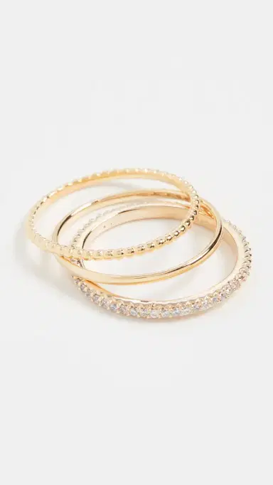 Shashi Aura Ring Set Gold/Clear | Thumbnail 2