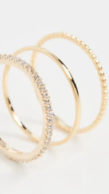 Shashi Aura Ring Set Gold/Clear | Thumbnail 4