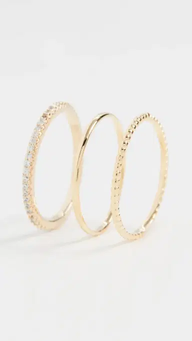 Shashi Aura Ring Set Gold/Clear | Thumbnail 5