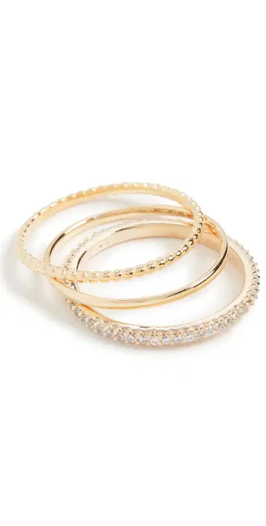 Shashi Aura Ring Set Gold/Clear | Thumbnail 1