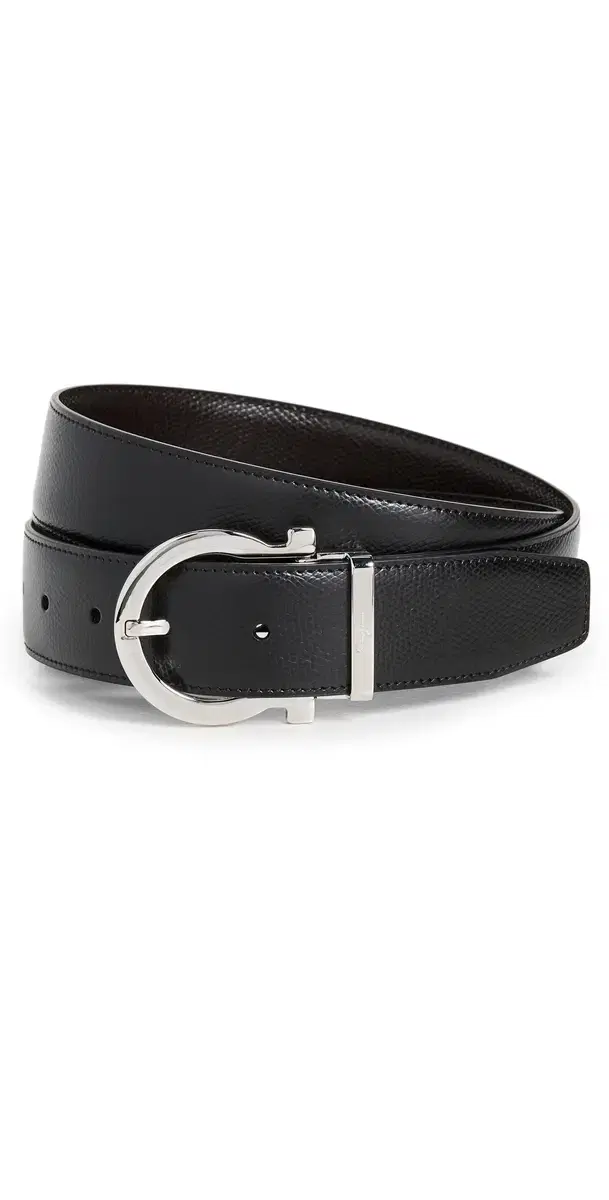 FERRAGAMO Single Gancini Reversible Belt Black/Hickory