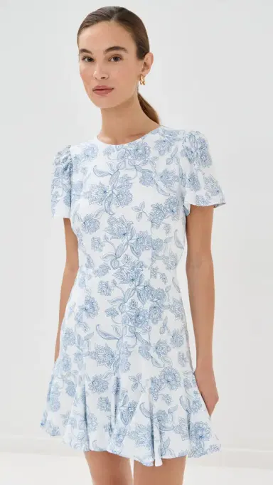 LE BOP Georgia Dress Blue Toile Floral M | Thumbnail 2