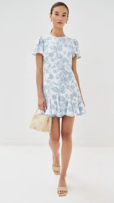 LE BOP Georgia Dress Blue Toile Floral M | Thumbnail 5