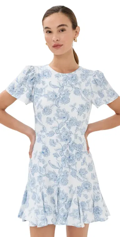 LE BOP Georgia Dress Blue Toile Floral M | Thumbnail 1