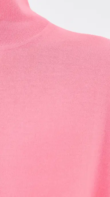 Tibi Super Fine Gauge Perfect Turtleneck Pullover Bubble Gum Pink | Thumbnail 6