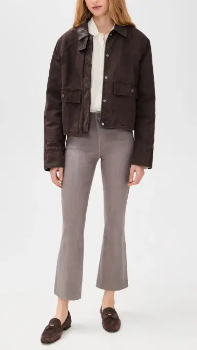 L'Agence Kendra Crop Flare Jeans Driftwood Coated 31 | Thumbnail 5