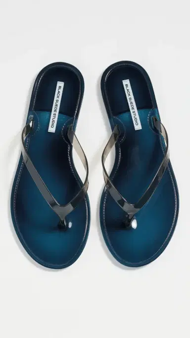 Black Suede Studio Crystal Jelly Flip Flops Navy/Black PVC 37 | Thumbnail 2