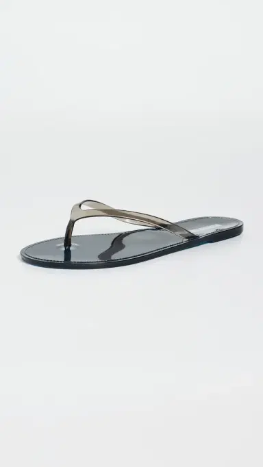 Black Suede Studio Crystal Jelly Flip Flops Navy/Black PVC 37 | Thumbnail 5
