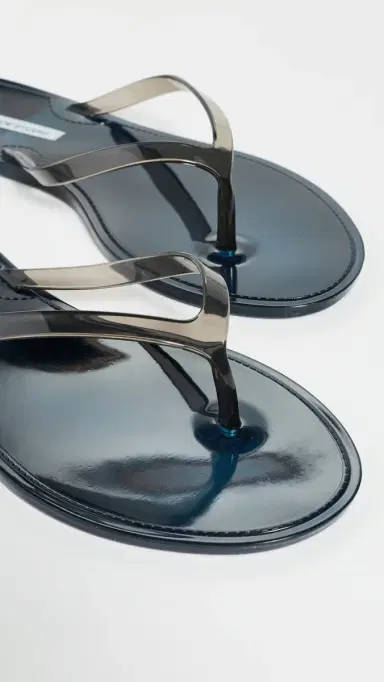 Black Suede Studio Crystal Jelly Flip Flops Navy/Black PVC 37 | Thumbnail 6