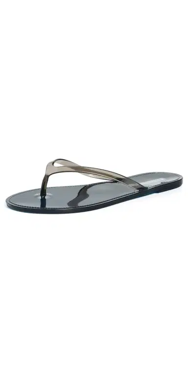 Black Suede Studio Crystal Jelly Flip Flops Navy/Black PVC 37 | Thumbnail 1