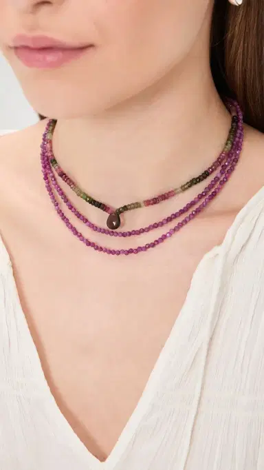 JIA JIA 14k July Ruby Double Long Necklace Pink One Size | Thumbnail 3