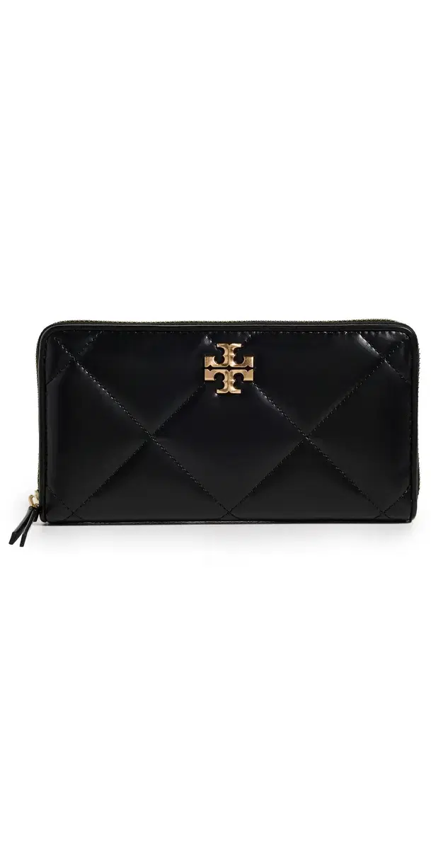Tory Burch Kira Diamond Quilt Zip Continental Wallet Black One Size