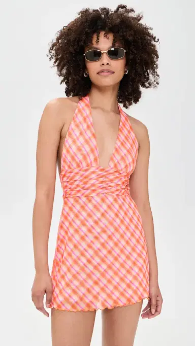 RESA Clint Mini Dress Orange Plaid | Thumbnail 2