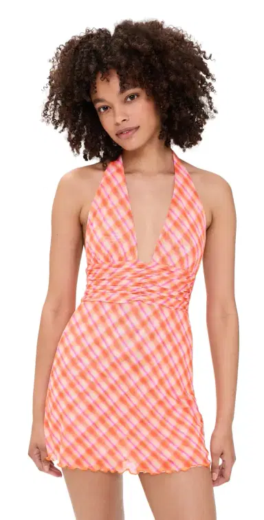 RESA Clint Mini Dress Orange Plaid | Thumbnail 1