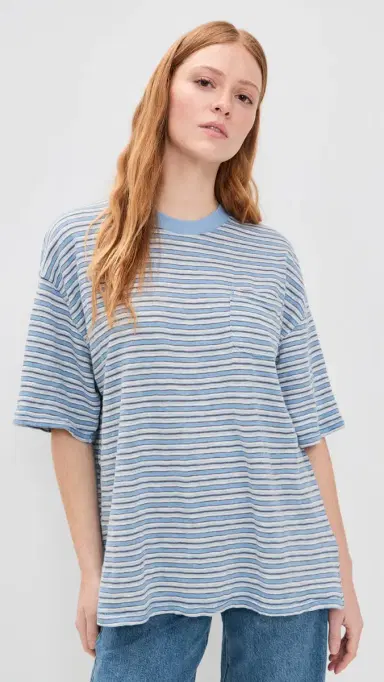 Free People All Love Oversized Pocket Tee Blissful Blue Combo | Thumbnail 2