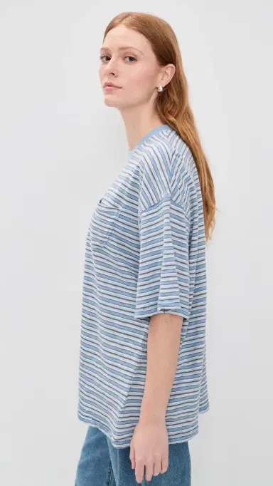 Free People All Love Oversized Pocket Tee Blissful Blue Combo | Thumbnail 4