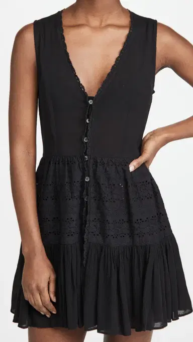 Playa Lucila Eyelet Mini Dress Black | Thumbnail 2