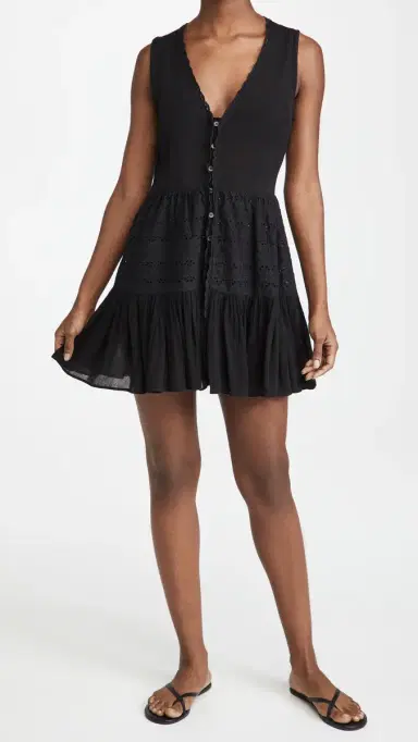 Playa Lucila Eyelet Mini Dress Black | Thumbnail 5