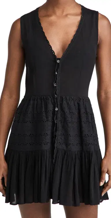 Playa Lucila Eyelet Mini Dress Black | Thumbnail 1