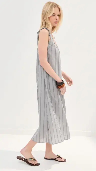 LE BOP Skylar Poplin Maxi Dress Grey Shadow Stripe S | Thumbnail 4 LE BOP Skylar Poplin Maxi Dress Grey Shadow Stripe S | Thumbnail 4