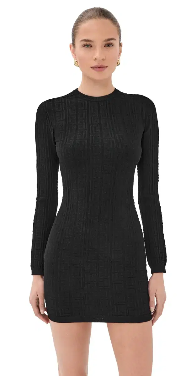 Monogram Bodycon Knit Short Dress Noir