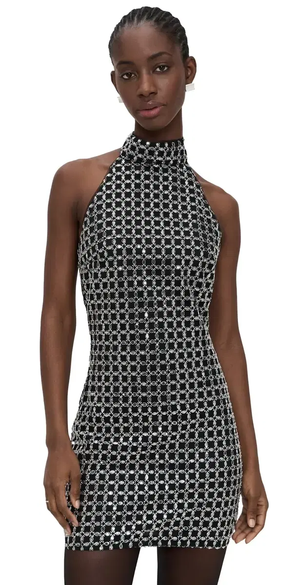 Beaded Halterneck Dress Black