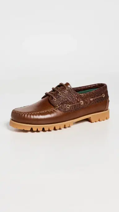 Vinny's Aztec Leather Boat Shoes Brown Nappa | Thumbnail 2