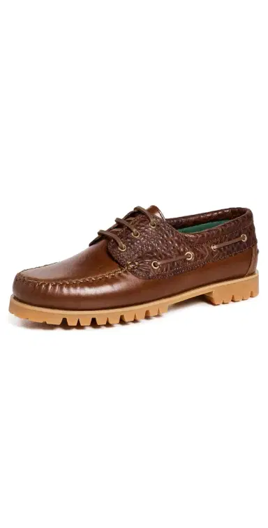 Vinny's Aztec Leather Boat Shoes Brown Nappa | Thumbnail 1