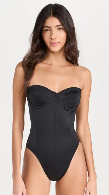 Norma Kamali Corset Mio One Piece Black | Thumbnail 2