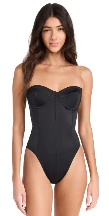 Norma Kamali Corset Mio One Piece Black | Thumbnail 1