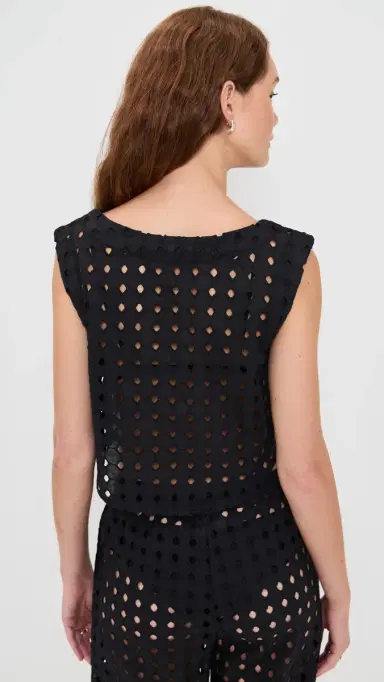 LE BOP Eyelet Odette Cropped Top Black | Thumbnail 3