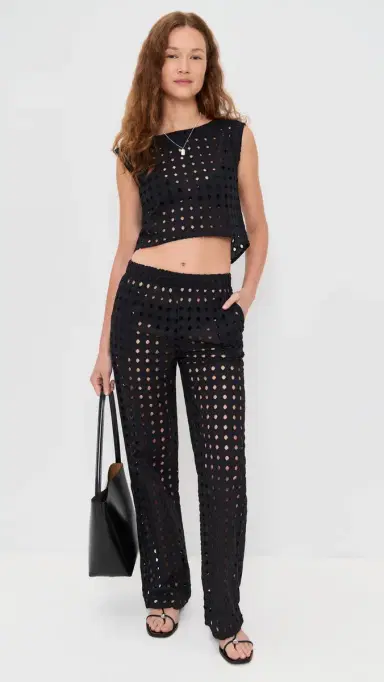 LE BOP Eyelet Odette Cropped Top Black | Thumbnail 5